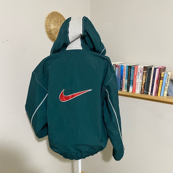 Nike Other - 90s Nike forest green full zip hooded lined windbreaker jacket coat size large